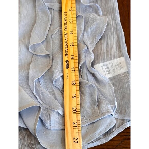 NWT J. Crew 100% Cupro Sheer Ruffle Front Blouse Size 00 Light Blue OP $79.99 - Picture 8 of 11